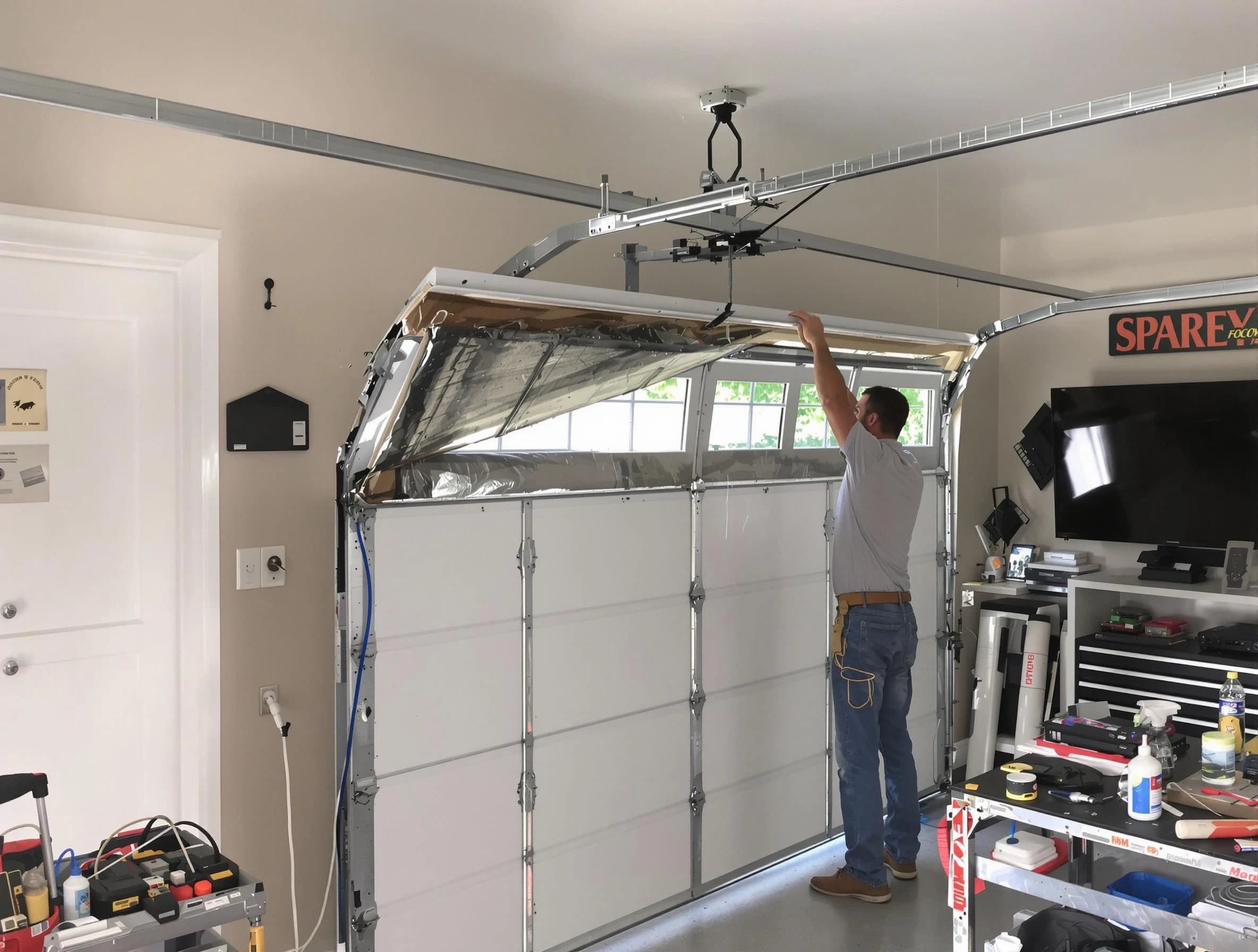 Garage door section replacement by Spring Valley Garage Door Repair in Spring Valley