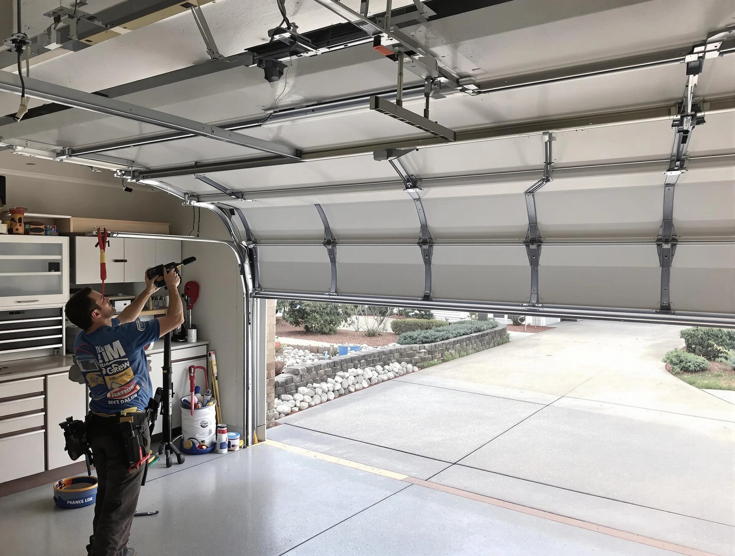 Garage door track repair service by Spring Valley Garage Door Repair in Spring Valley
