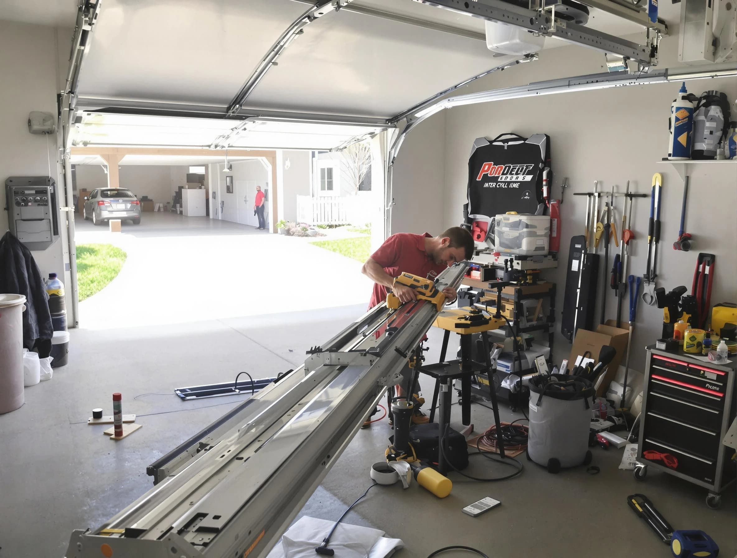 Spring Valley Garage Door Repair expert performing track repair in Spring Valley
