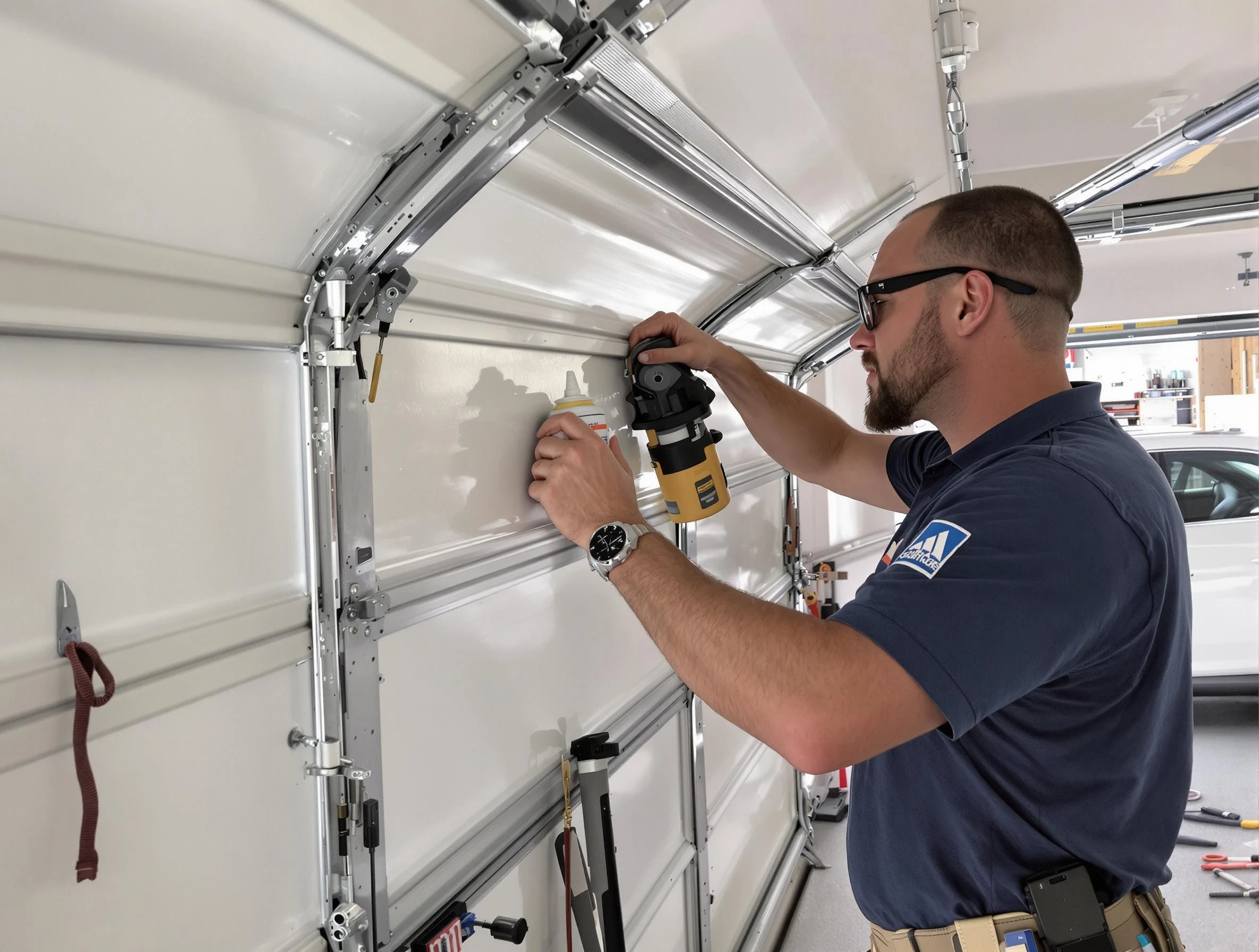 Spring Valley Garage Door Repair technician quieting a noisy garage door in Spring Valley